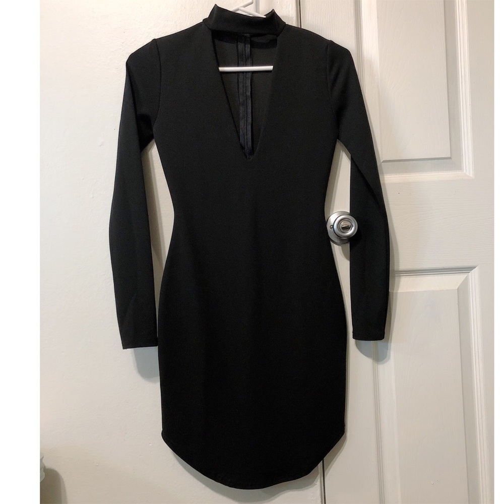 Black choker body-con dress